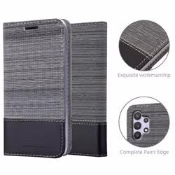 Cadorabo Case for Samsung Galaxy A32 5G Cover Book Wallet Protection PU Leather Flip Magnetic Etui - GREY BLACK