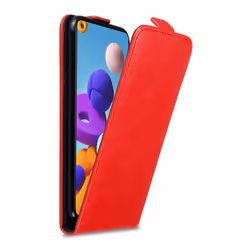 Cadorabo Flip Case for Samsung Galaxy A21s Cover Book Wallet Protection PU Leather Magnetic Etui - APPLE RED
