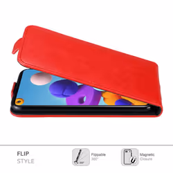 Cadorabo Flip Case for Samsung Galaxy A21s Cover Book Wallet Protection PU Leather Magnetic Etui - APPLE RED