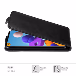 Cadorabo Flip Case for Samsung Galaxy A21s Cover Book Wallet Protection PU Leather Magnetic Etui - NIGHT BLACK
