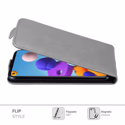 Cadorabo Flip Case for Samsung Galaxy A21s Cover Book Wallet Protection PU Leather Magnetic Etui - TITANIUM GREY