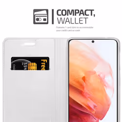 Cadorabo Case for Samsung Galaxy S21 5G Cover Book Wallet Protection PU Leather Flip Magnetic Etui - CLASSY SILVER