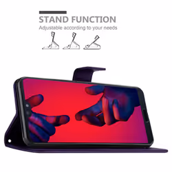 Cadorabo Flower Case for Huawei P20 PRO / P20 PLUS Cover Book Wallet Protection PU Leather Flip Etui magnetic closure standing function card - Purple
