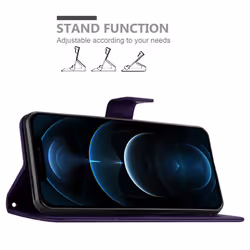 Cadorabo Flower Case for Apple iPhone 13 PRO Cover Book Wallet Protection PU Leather Flip Etui magnetic closure standing function card slots - Purple