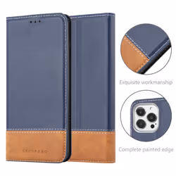 Cadorabo Case for Apple iPhone 13 PRO MAX Cover Book Wallet Protection PU Leather Flip Magnetic Etui - DARK BLUE BROWN