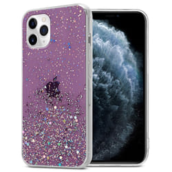 Cadorabo Case for Apple iPhone 11 Cover Protection TPU Silicone Gel Back case with sparkling glitter - Purple