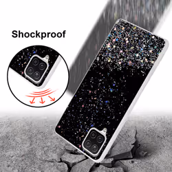 Cadorabo Case for Samsung Galaxy A12 / M12 Cover Protection TPU Silicone Gel Back case with sparkling glitter - Black