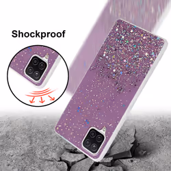 Cadorabo Case for Samsung Galaxy A12 / M12 Cover Protection TPU Silicone Gel Back case with sparkling glitter - Purple