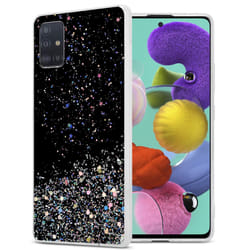 Cadorabo Case for Samsung Galaxy A51 5G Cover Protection TPU Silicone Gel Back case with sparkling glitter - Black