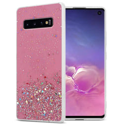 Cadorabo Case for Samsung Galaxy S10 4G Cover Protection TPU Silicone Gel Back case with sparkling glitter - Pink with Glitter