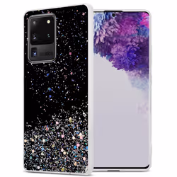 Cadorabo Case for Samsung Galaxy S20 ULTRA Cover Protection TPU Silicone Gel Back case with sparkling glitter - Black with Gl ...