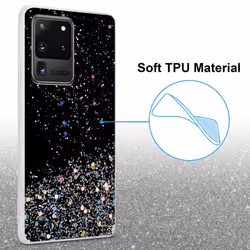 Cadorabo Case for Samsung Galaxy S20 ULTRA Cover Protection TPU Silicone Gel Back case with sparkling glitter - Black with Glitter