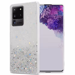 Cadorabo Case for Samsung Galaxy S20 ULTRA Cover Protection TPU Silicone Gel Back case with sparkling glitter - Transparent w ...