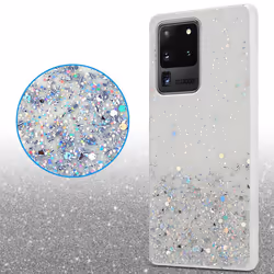 Cadorabo Case for Samsung Galaxy S20 ULTRA Cover Protection TPU Silicone Gel Back case with sparkling glitter - Transparent with Glitter