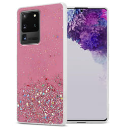 Cadorabo Case for Samsung Galaxy S20 ULTRA Cover Protection TPU Silicone Gel Back case with sparkling glitter - Pink with Glitter