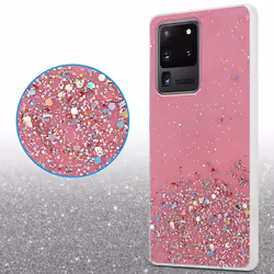Cadorabo Case for Samsung Galaxy S20 ULTRA Cover Protection TPU Silicone Gel Back case with sparkling glitter - Pink with Glitter