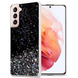 Cadorabo Case for Samsung Galaxy S21 5G Cover Protection TPU Silicone Gel Back case with sparkling glitter - Black with Glitter