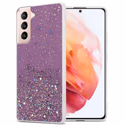 Cadorabo Case for Samsung Galaxy S21 5G Cover Protection TPU Silicone Gel Back case with sparkling glitter - Purple with Glit ...