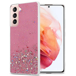 Cadorabo Case for Samsung Galaxy S21 5G Cover Protection TPU Silicone Gel Back case with sparkling glitter - Pink with Glitter