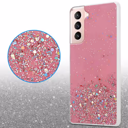 Cadorabo Case for Samsung Galaxy S21 5G Cover Protection TPU Silicone Gel Back case with sparkling glitter - Pink with Glitter
