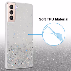 Cadorabo Case for Samsung Galaxy S21 PLUS Cover Protection TPU Silicone Gel Back case with sparkling glitter - Transparent with Glitter