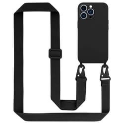 Cadorabo Mobile Phone Chain for Apple iPhone 13 PRO MAX TPU Silicone Case Cover Necklace Lanyard - LIQUID BLACK