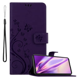 Cadorabo Flower Case for Google PIXEL 6 Cover Book Wallet Protection PU Leather Flip Etui magnetic closure standing function card slots - Purple