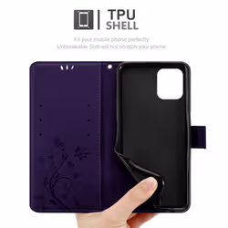 Cadorabo Flower Case for Oppo FIND X3 PRO Cover Book Wallet Protection PU Leather Flip Etui magnetic closure standing function card slots - Purple