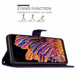 Cadorabo Flower Case for Samsung Galaxy XCover PRO Cover Book Wallet Protection PU Leather Flip Etui magnetic closure standing function card - Purple