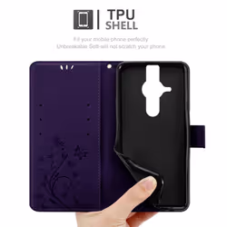 Cadorabo Flower Case for Sony Xperia PRO-I Cover Book Wallet Protection PU Leather Flip Etui magnetic closure - FLORAL DARK PURPLE