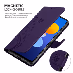 Cadorabo Flower Case for Vivo Y52 5G / Y72 5G Cover Book Wallet Protection PU Leather Flip Etui magnetic closure standing function card slots - Purple