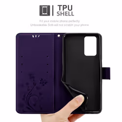 Cadorabo Flower Case for Xiaomi RedMi 10 / RedMi NOTE 11 4G Cover Book Wallet Protection PU Leather Flip Etui magnetic closure - FLORAL DARK PURPLE