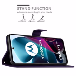 Cadorabo Flower Case for Motorola MOTO G200 5G Cover Book Wallet Protection PU Leather Flip Etui magnetic closure - FLORAL DARK PURPLE