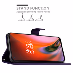 Cadorabo Flower Case for OnePlus Nord 2 5G Cover Book Wallet Protection PU Leather Flip Etui magnetic closure standing function card slots - Purple