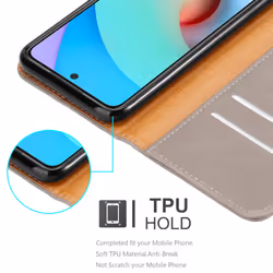 Cadorabo Case for Xiaomi RedMi 10 / RedMi NOTE 11 4G Cover Book Wallet Protection PU Leather Flip Magnetic Luxury Etui - CAPPUCCINO BROWN