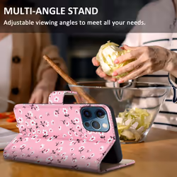 Cadorabo Case for Apple iPhone 12 PRO MAX Protective Cover with magnetic closure, stand function and card slot - Flower Rain No. 6