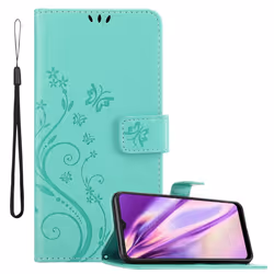 Cadorabo Flower Case for Nokia G11 / G21 Cover Book Wallet Protection PU Leather Flip Etui magnetic closure - FLORAL TURQUOIS ...
