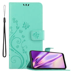 Cadorabo Flower Case for Nokia G11 / G21 Cover Book Wallet Protection PU Leather Flip Etui magnetic closure - FLORAL TURQUOISE