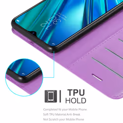 Cadorabo Case for Realme 5 PRO / Realme Q Cover Book Wallet Protection PU Leather Etui magnetic closure card slot - PASTEL PURPLE