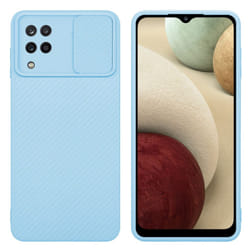 Cadorabo Case for Samsung Galaxy A12 / M12 Protective Cover made of flexible TPU Etui silicone and with camera protection - Bonbon Light Blue