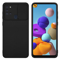 Cadorabo Case for Samsung Galaxy A21s Protective Cover made of flexible TPU Etui silicone and with camera protection - Bonbon Black