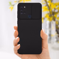 Cadorabo Case for Samsung Galaxy A21s Protective Cover made of flexible TPU Etui silicone and with camera protection - Bonbon Black