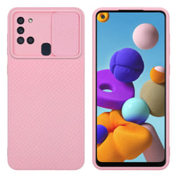 Cadorabo Case for Samsung Galaxy A21s Protective Cover made of flexible TPU Etui silicone and with camera protection - Bonbon Pink