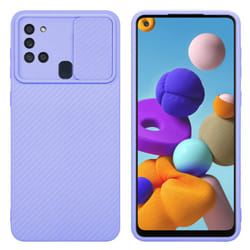 Cadorabo Case for Samsung Galaxy A21s Protective Cover made of flexible TPU Etui silicone and with camera protection - Bonbon Purple