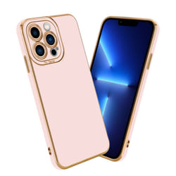 Cadorabo Case for Apple iPhone 13 PRO MAX Protective Cover made of flexible TPU Etui silicone and with camera protection - Glossy Pink - Rose Gold