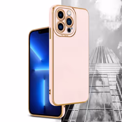 Cadorabo Case for Apple iPhone 13 PRO MAX Protective Cover made of flexible TPU Etui silicone and with camera protection - Glossy Pink - Rose Gold