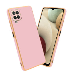 Cadorabo Case for Samsung Galaxy A12 / M12 Protective Cover made of flexible TPU Etui silicone and with camera protection - Glossy Pink - Gold