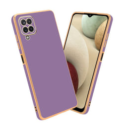 Cadorabo Case for Samsung Galaxy A12 / M12 Protective Cover made of flexible TPU Etui silicone and with camera protection - Glossy Purple - Gold