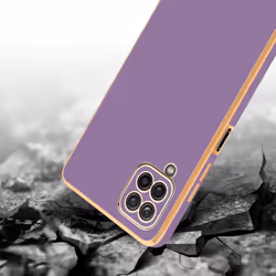 Cadorabo Case for Samsung Galaxy A12 / M12 Protective Cover made of flexible TPU Etui silicone and with camera protection - Glossy Purple - Gold