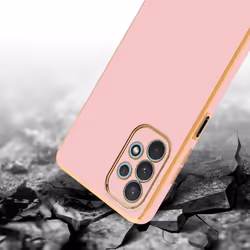 Cadorabo Case for Samsung Galaxy A32 4G Protective Cover made of flexible TPU Etui silicone and with camera protection - Glossy Pink - Gold